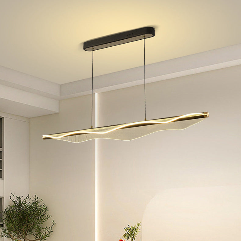Zeitgenössischer skandinavischer gebogener langer unregelmäßiger quadratischer Acryl-Aluminium-Eisen-LED-Insellicht-Kronleuchter für das Wohnzimmer 