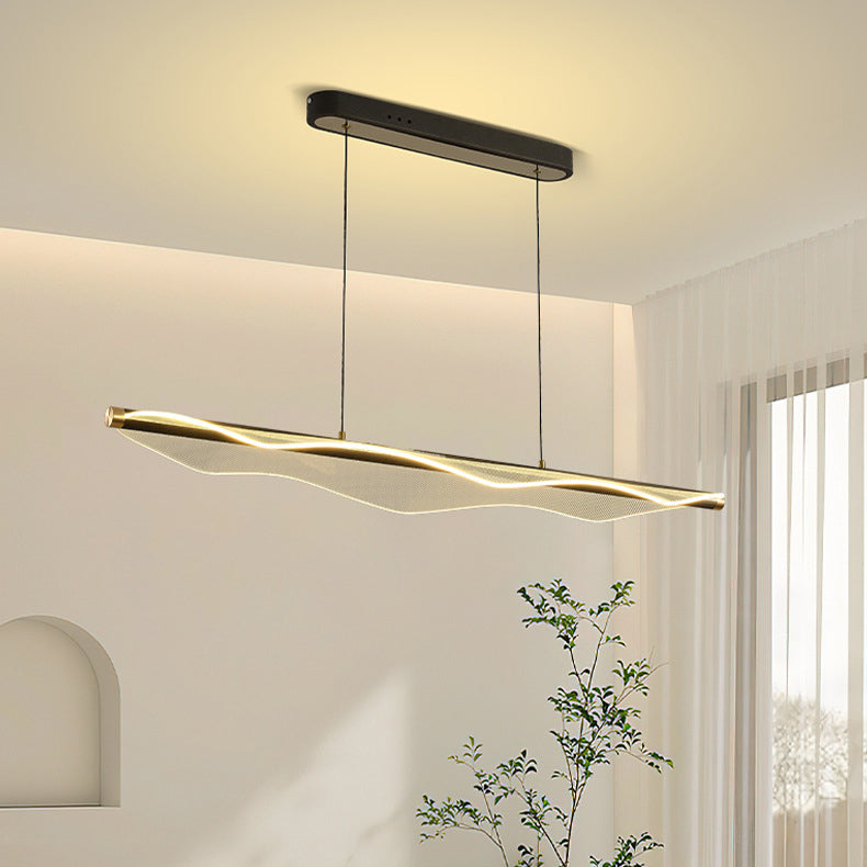 Zeitgenössischer skandinavischer gebogener langer unregelmäßiger quadratischer Acryl-Aluminium-Eisen-LED-Insellicht-Kronleuchter für das Wohnzimmer 