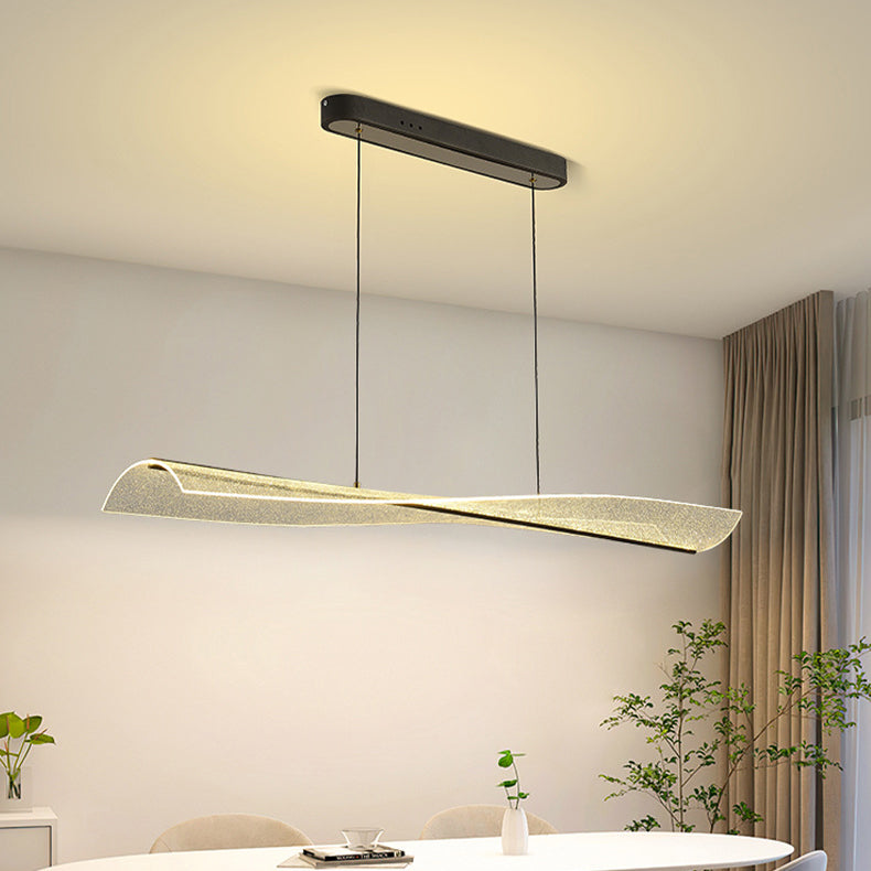 Zeitgenössischer skandinavischer gebogener langer unregelmäßiger quadratischer Acryl-Aluminium-Eisen-LED-Insellicht-Kronleuchter für das Wohnzimmer 