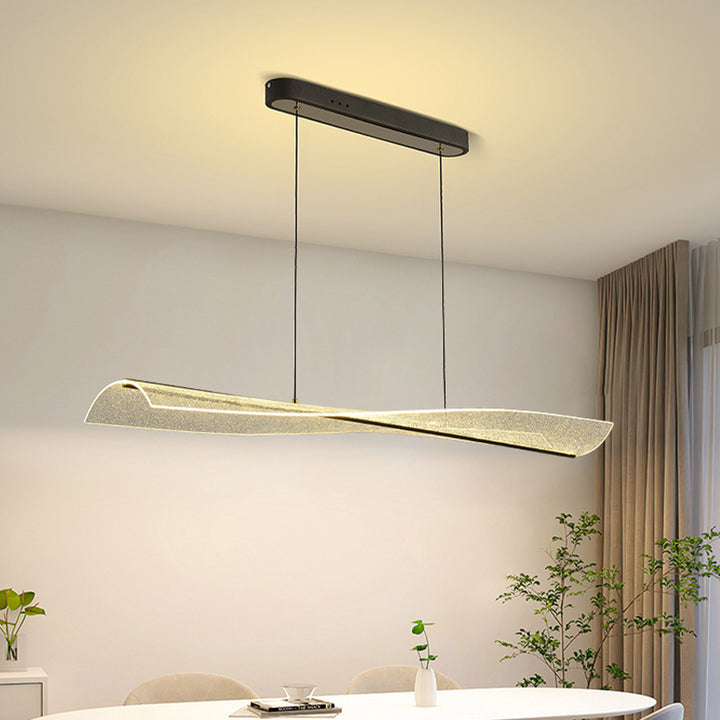 Zeitgenössischer skandinavischer gebogener langer unregelmäßiger quadratischer Acryl-Aluminium-Eisen-LED-Insellicht-Kronleuchter für das Wohnzimmer 