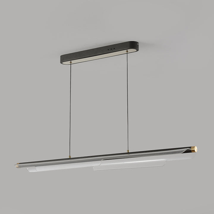 Zeitgenössischer skandinavischer gebogener langer unregelmäßiger quadratischer Acryl-Aluminium-Eisen-LED-Insellicht-Kronleuchter für das Wohnzimmer 