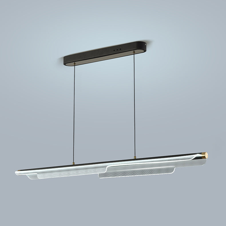 Zeitgenössischer skandinavischer gebogener langer unregelmäßiger quadratischer Acryl-Aluminium-Eisen-LED-Insellicht-Kronleuchter für das Wohnzimmer 