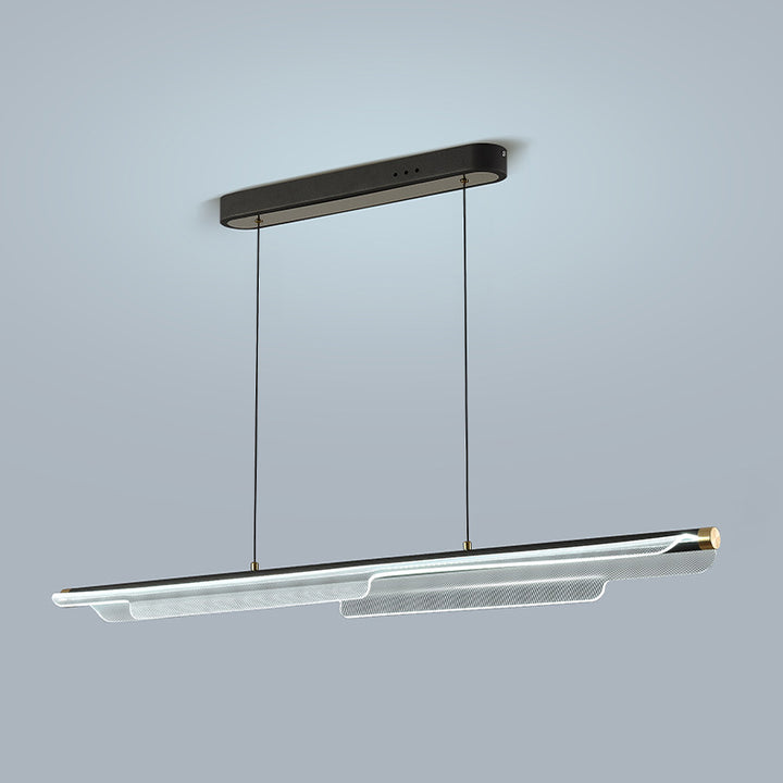 Zeitgenössischer skandinavischer gebogener langer unregelmäßiger quadratischer Acryl-Aluminium-Eisen-LED-Insellicht-Kronleuchter für das Wohnzimmer 