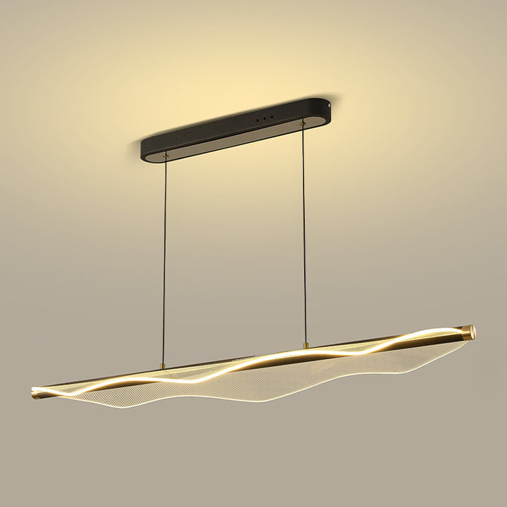 Zeitgenössischer skandinavischer gebogener langer unregelmäßiger quadratischer Acryl-Aluminium-Eisen-LED-Insellicht-Kronleuchter für das Wohnzimmer 