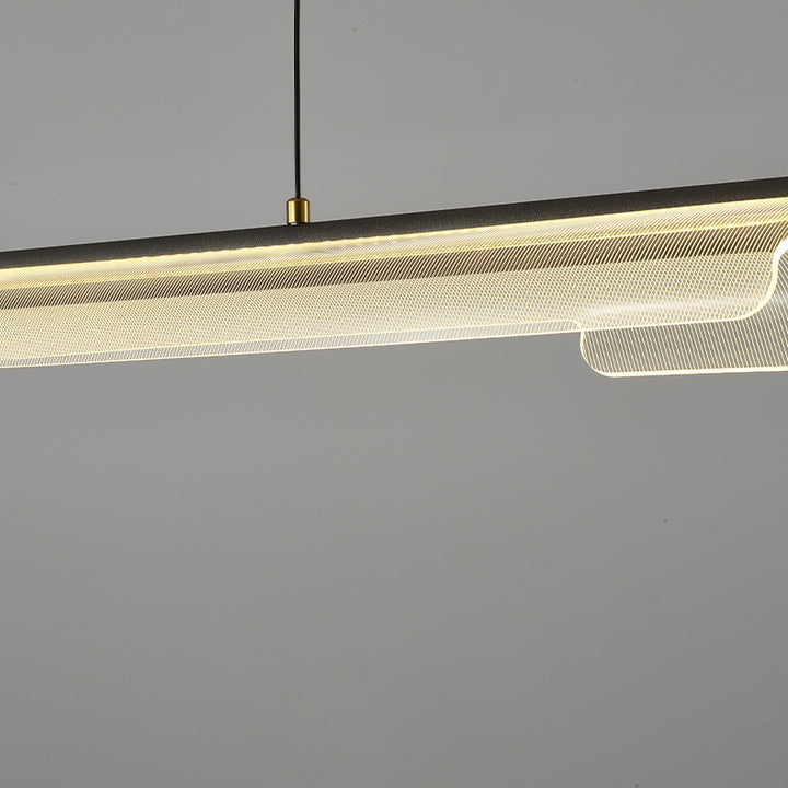 Zeitgenössischer skandinavischer gebogener langer unregelmäßiger quadratischer Acryl-Aluminium-Eisen-LED-Insellicht-Kronleuchter für das Wohnzimmer 