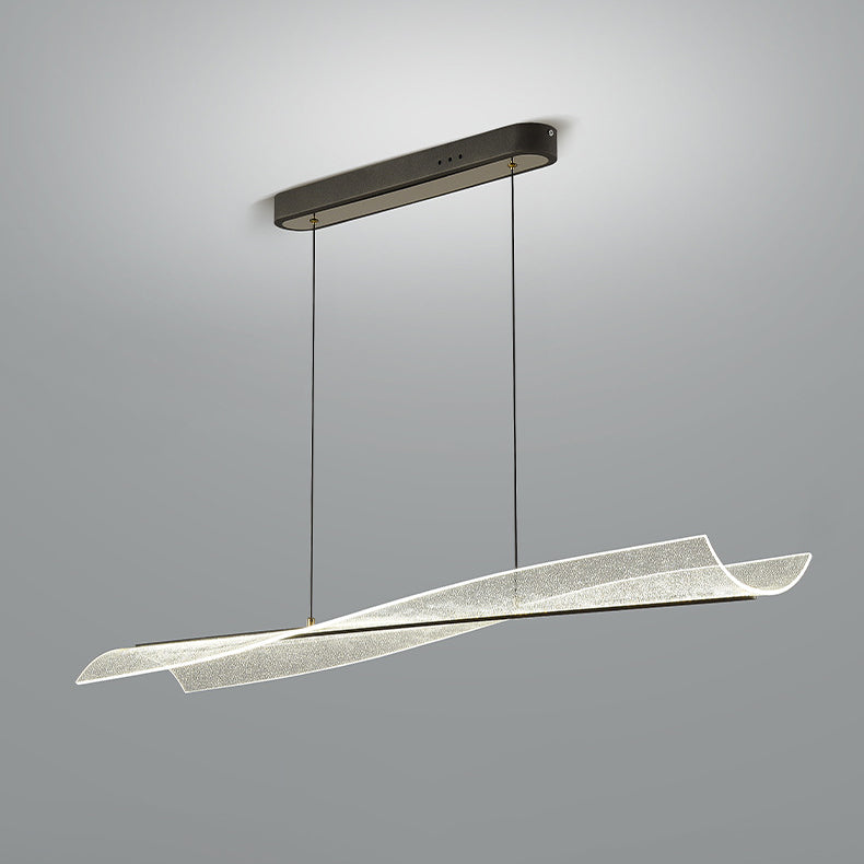 Zeitgenössischer skandinavischer gebogener langer unregelmäßiger quadratischer Acryl-Aluminium-Eisen-LED-Insellicht-Kronleuchter für das Wohnzimmer 