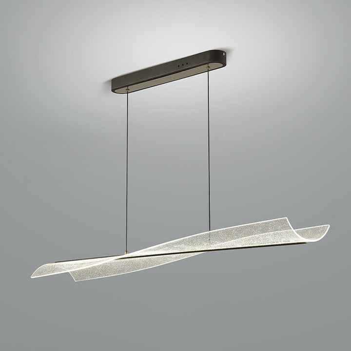 Zeitgenössischer skandinavischer gebogener langer unregelmäßiger quadratischer Acryl-Aluminium-Eisen-LED-Insellicht-Kronleuchter für das Wohnzimmer 