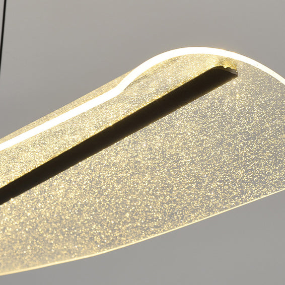 Zeitgenössischer skandinavischer gebogener langer unregelmäßiger quadratischer Acryl-Aluminium-Eisen-LED-Insellicht-Kronleuchter für das Wohnzimmer 