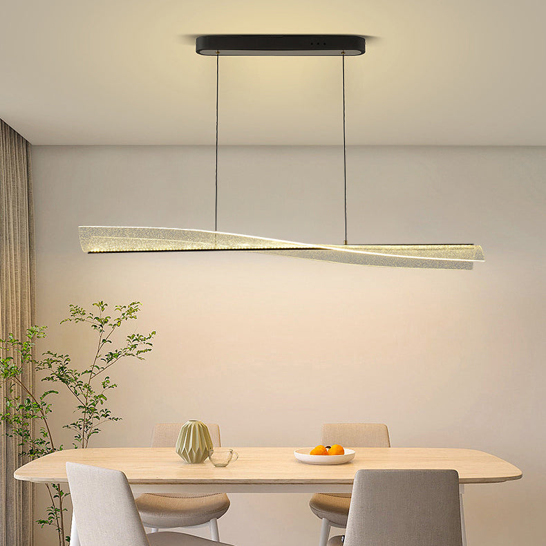 Zeitgenössischer skandinavischer gebogener langer unregelmäßiger quadratischer Acryl-Aluminium-Eisen-LED-Insellicht-Kronleuchter für das Wohnzimmer 
