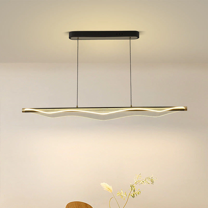 Zeitgenössischer skandinavischer gebogener langer unregelmäßiger quadratischer Acryl-Aluminium-Eisen-LED-Insellicht-Kronleuchter für das Wohnzimmer 