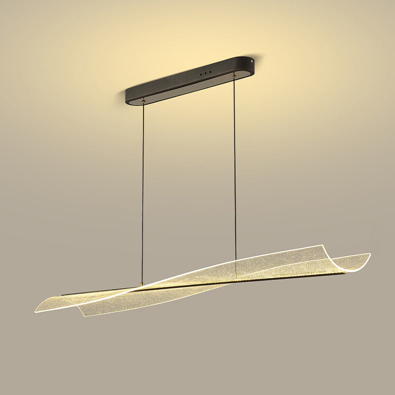 Zeitgenössischer skandinavischer gebogener langer unregelmäßiger quadratischer Acryl-Aluminium-Eisen-LED-Insellicht-Kronleuchter für das Wohnzimmer 