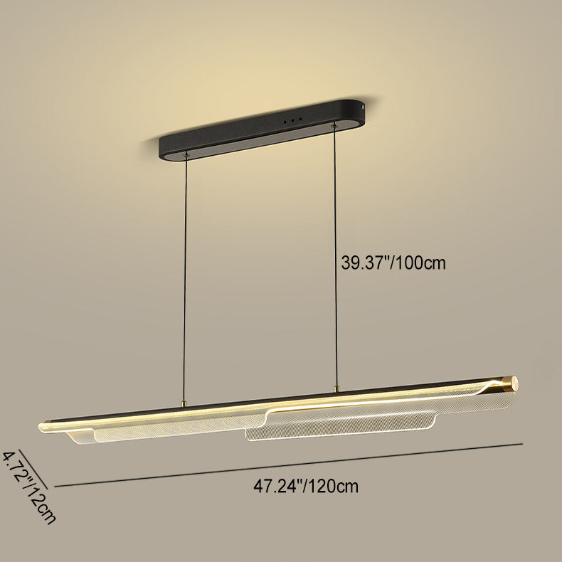 Zeitgenössischer skandinavischer gebogener langer unregelmäßiger quadratischer Acryl-Aluminium-Eisen-LED-Insellicht-Kronleuchter für das Wohnzimmer 