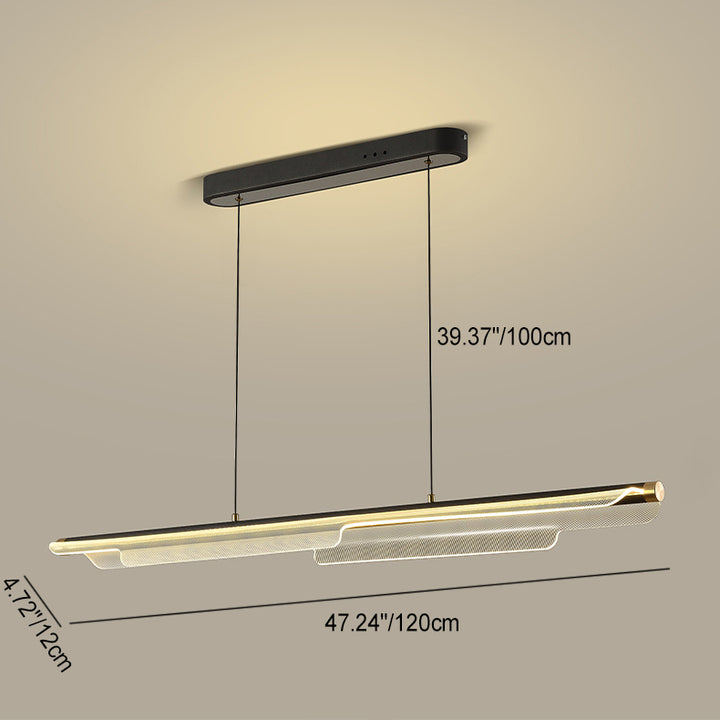 Zeitgenössischer skandinavischer gebogener langer unregelmäßiger quadratischer Acryl-Aluminium-Eisen-LED-Insellicht-Kronleuchter für das Wohnzimmer 