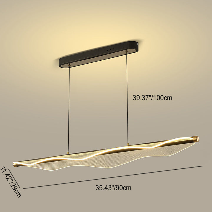 Zeitgenössischer skandinavischer gebogener langer unregelmäßiger quadratischer Acryl-Aluminium-Eisen-LED-Insellicht-Kronleuchter für das Wohnzimmer 
