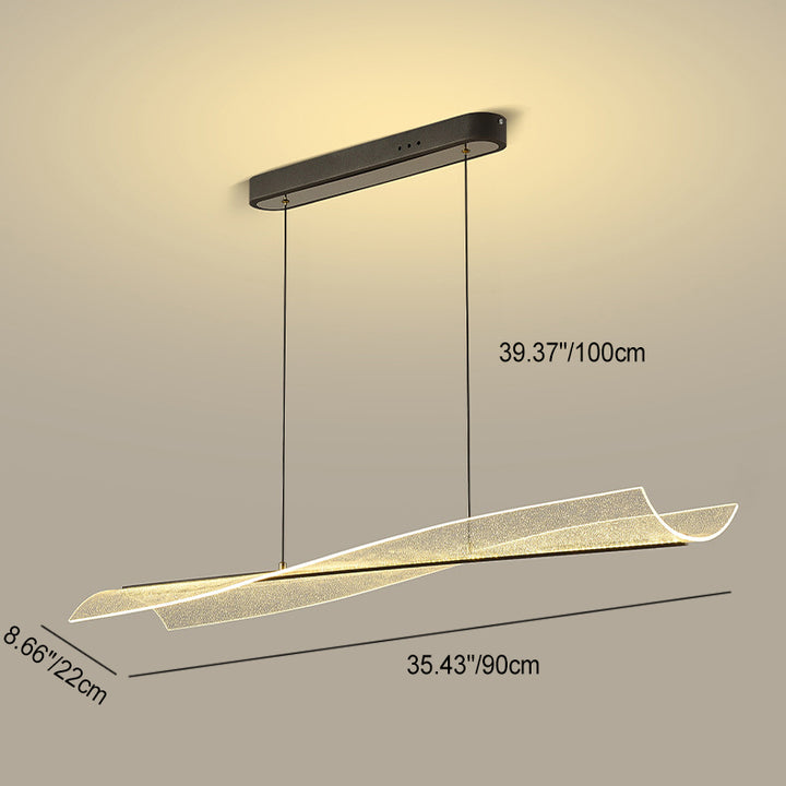 Zeitgenössischer skandinavischer gebogener langer unregelmäßiger quadratischer Acryl-Aluminium-Eisen-LED-Insellicht-Kronleuchter für das Wohnzimmer 