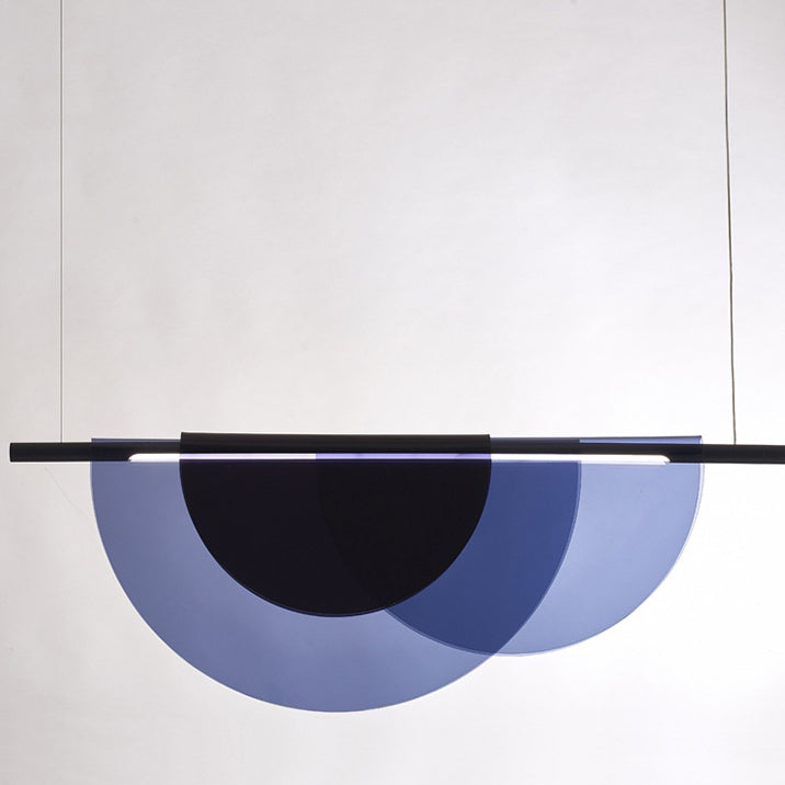 Lustre LED en acrylique empilé en demi-cercle long scandinave contemporain pour salon 