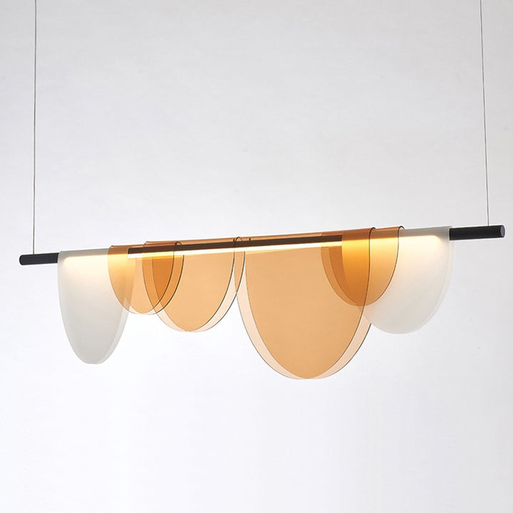 Lustre LED en acrylique empilé en demi-cercle long scandinave contemporain pour salon 