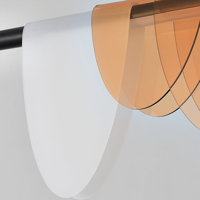 Lustre LED en acrylique empilé en demi-cercle long scandinave contemporain pour salon 