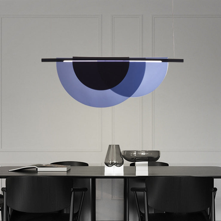 Lustre LED en acrylique empilé en demi-cercle long scandinave contemporain pour salon 