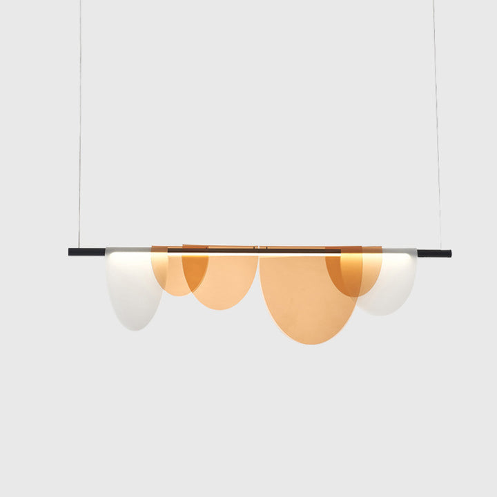 Lustre LED en acrylique empilé en demi-cercle long scandinave contemporain pour salon 