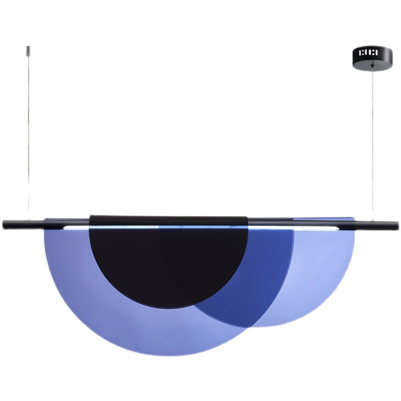 Lustre LED en acrylique empilé en demi-cercle long scandinave contemporain pour salon 