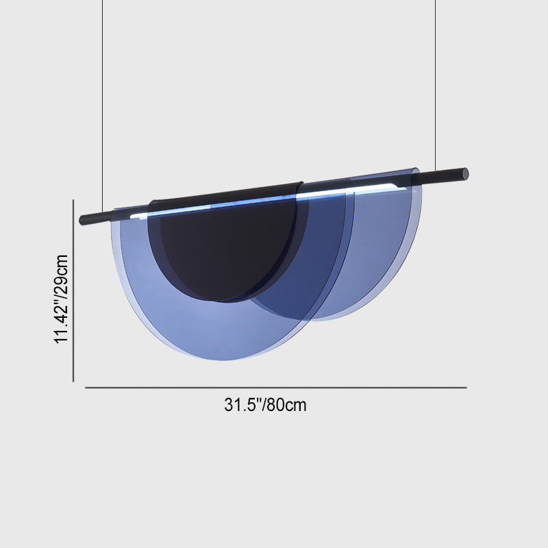 Lustre LED en acrylique empilé en demi-cercle long scandinave contemporain pour salon 
