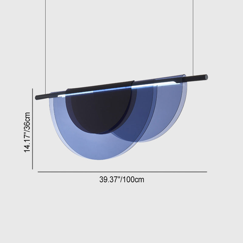 Lustre LED en acrylique empilé en demi-cercle long scandinave contemporain pour salon 