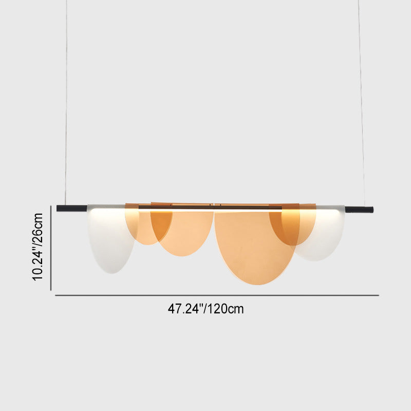 Lustre LED en acrylique empilé en demi-cercle long scandinave contemporain pour salon 