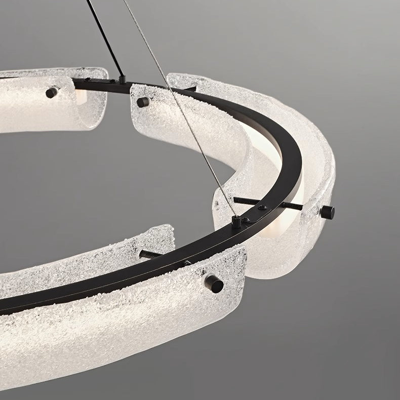 Contemporary Nordic Circle Round Acrylic Copper LED Island Light Chandelier For Living Room
