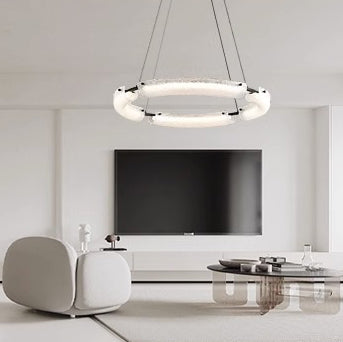 Contemporary Nordic Circle Round Acrylic Copper LED Island Light Chandelier For Living Room