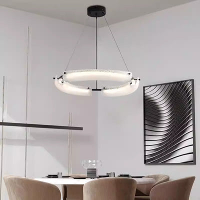 Contemporary Nordic Circle Round Acrylic Copper LED Island Light Chandelier For Living Room