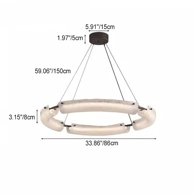 Contemporary Nordic Circle Round Acrylic Copper LED Island Light Chandelier For Living Room