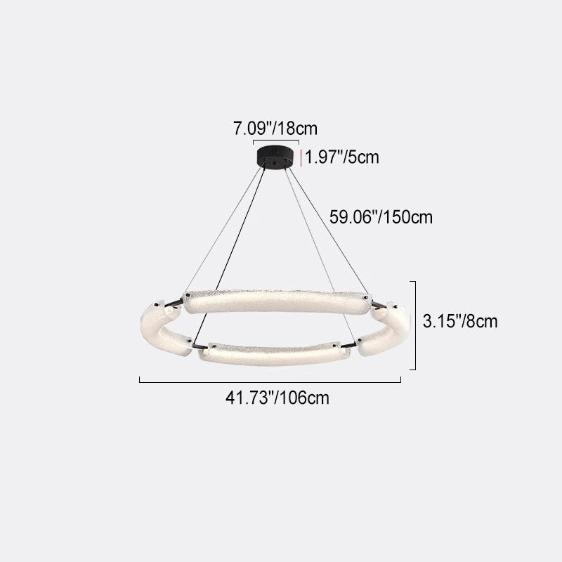 Contemporary Nordic Circle Round Acrylic Copper LED Island Light Chandelier For Living Room