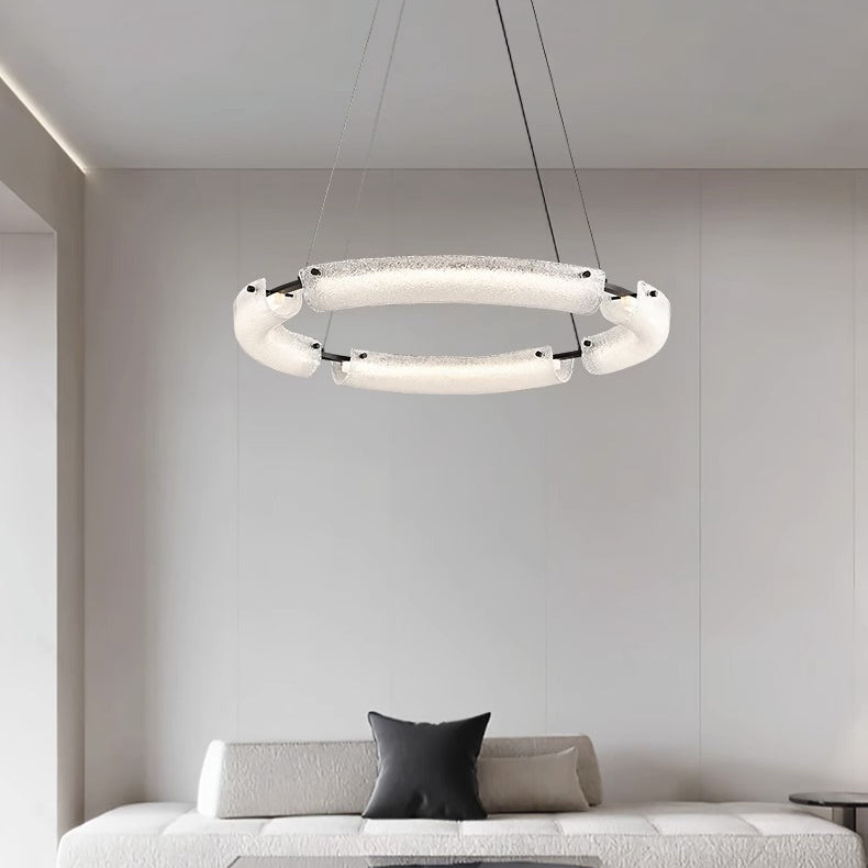 Contemporary Nordic Circle Round Acrylic Copper LED Island Light Chandelier For Living Room