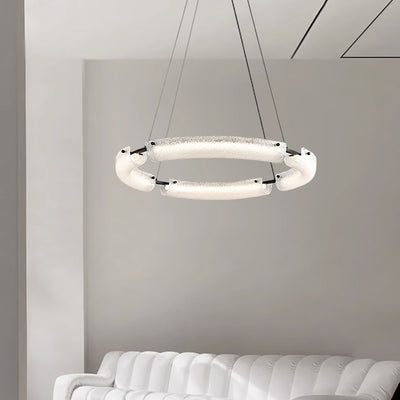 Contemporary Nordic Circle Round Acrylic Copper LED Island Light Chandelier For Living Room