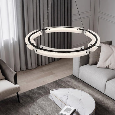 Contemporary Nordic Circle Round Acrylic Copper LED Island Light Chandelier For Living Room