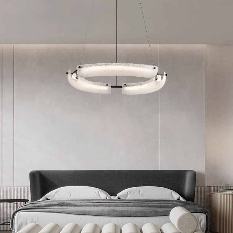 Contemporary Nordic Circle Round Acrylic Copper LED Island Light Chandelier For Living Room