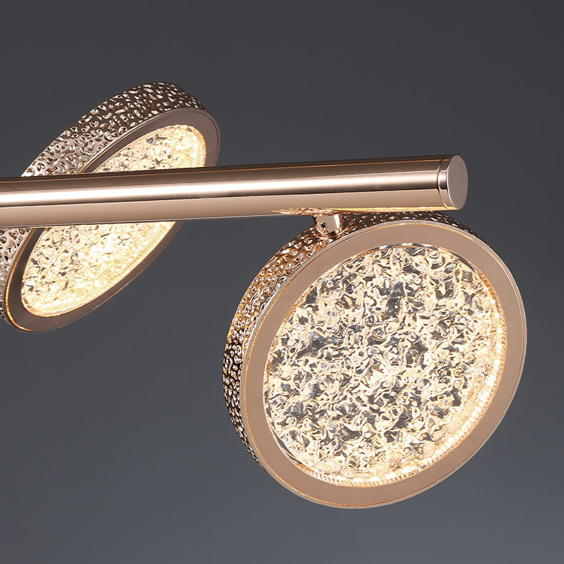 Lustre moderne de luxe long rond en acrylique et alliage de zinc avec LED pour îlot pour salon 