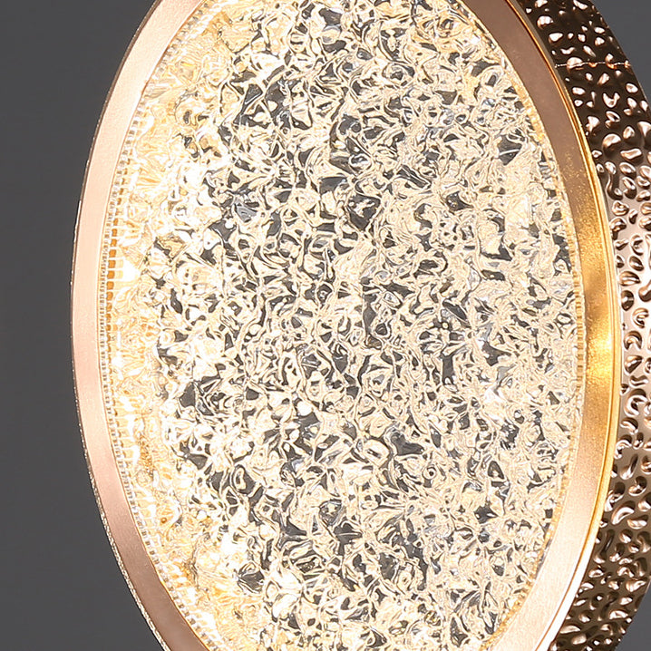 Lustre moderne de luxe long rond en acrylique et alliage de zinc avec LED pour îlot pour salon 