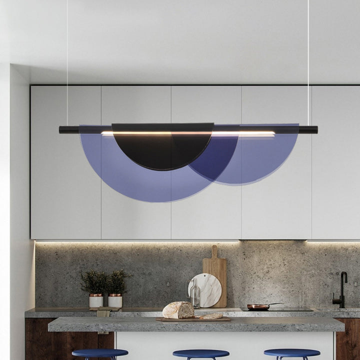 Contemporary Scandinavian Half Round Long PVC Iron LED Chandelier For Living Room