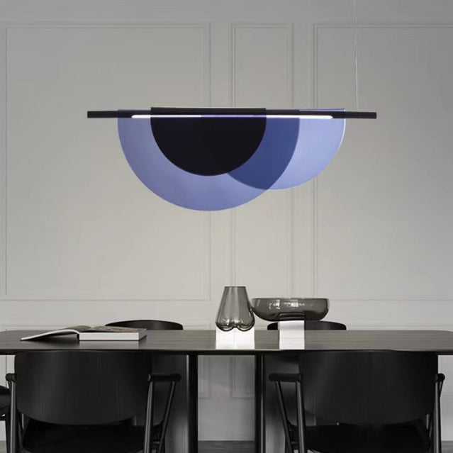 Contemporary Scandinavian Half Round Long PVC Iron LED Chandelier For Living Room