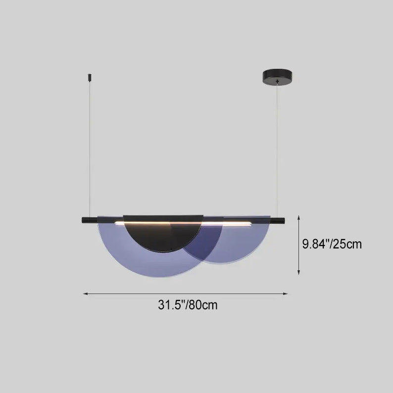 Contemporary Scandinavian Half Round Long PVC Iron LED Chandelier For Living Room