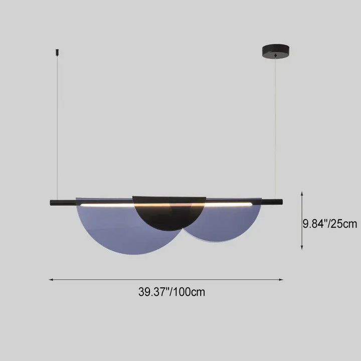 Contemporary Scandinavian Half Round Long PVC Iron LED Chandelier For Living Room