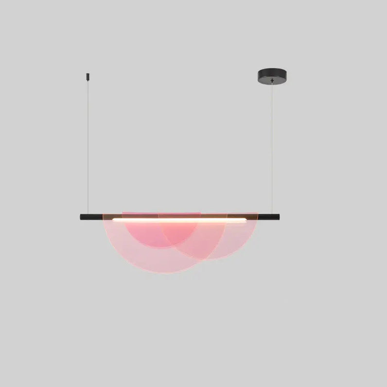 Contemporary Scandinavian Half Round Long PVC Iron LED Chandelier For Living Room