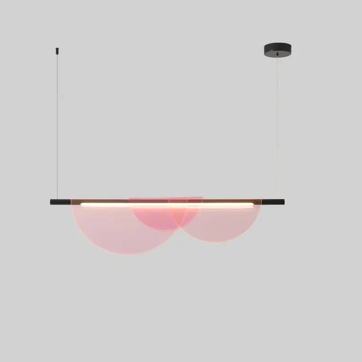 Contemporary Scandinavian Half Round Long PVC Iron LED Chandelier For Living Room