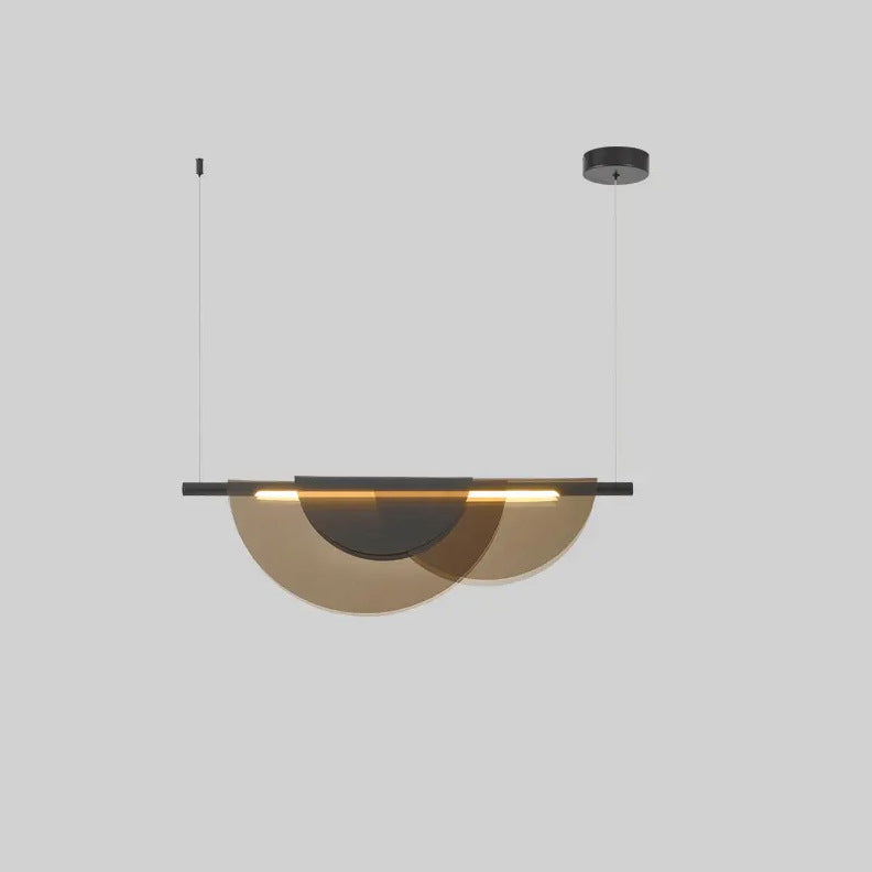 Contemporary Scandinavian Half Round Long PVC Iron LED Chandelier For Living Room