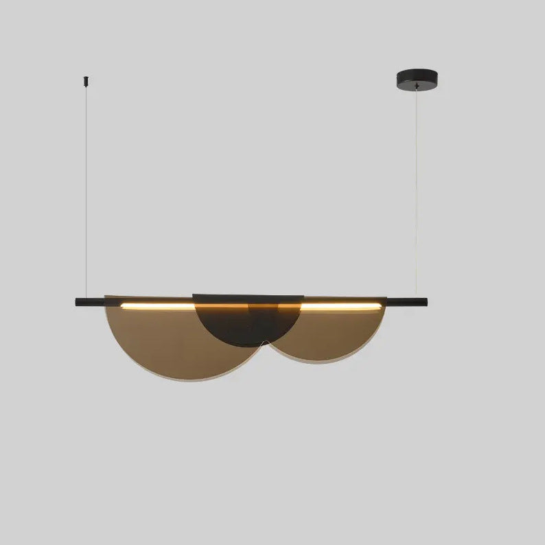 Contemporary Scandinavian Half Round Long PVC Iron LED Chandelier For Living Room