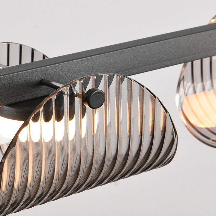 Zeitgenössischer kreativer langer Halbkreis Acrylglas Aluminium Eisen LED Insel Licht Kronleuchter für Wohnzimmer 