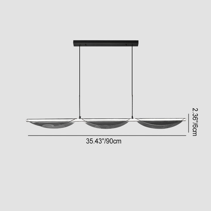 Contemporary Creative Wave Strip Half Round Glass Copper LED Island Light Chandelier For Living Room