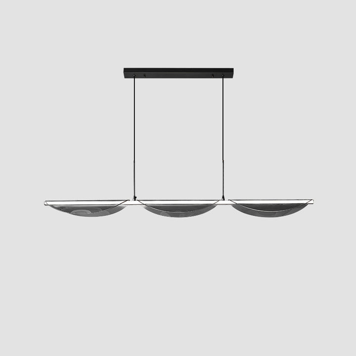 Contemporary Creative Wave Strip Half Round Glass Copper LED Island Light Chandelier For Living Room